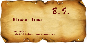 Binder Irma névjegykártya